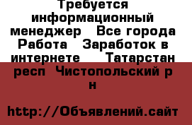Требуется информационный менеджер - Все города Работа » Заработок в интернете   . Татарстан респ.,Чистопольский р-н